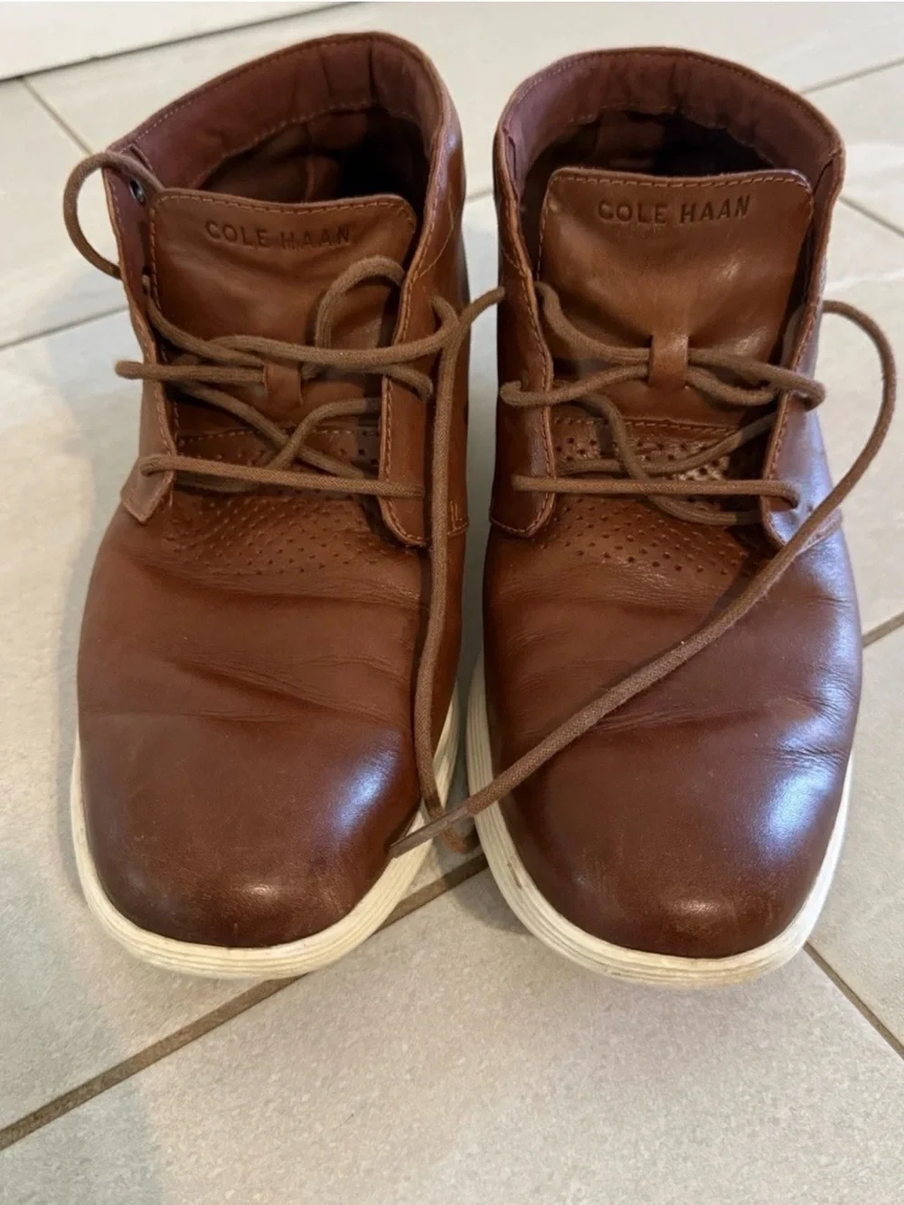 Cole Haan Men’s Leather Chukka Boots Brown Size 10M Casual Lace Up